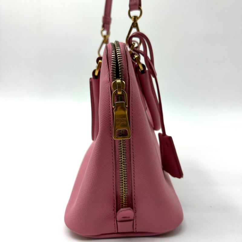 PRADA Saffiano Lux Small Promenade Tote Peonia