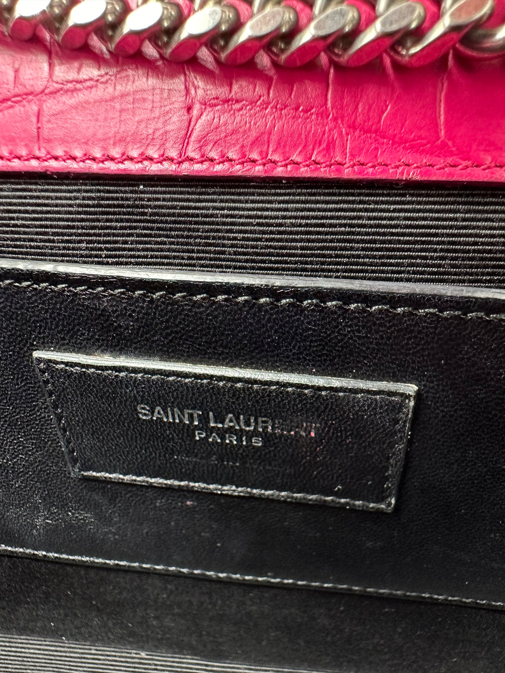 Classic Monogram Tassel Crossbody Bag Crocodile Embossed Leather Medium