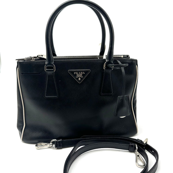 Prada Double Zip Lux Tote Vernice Saffiano Leather Small