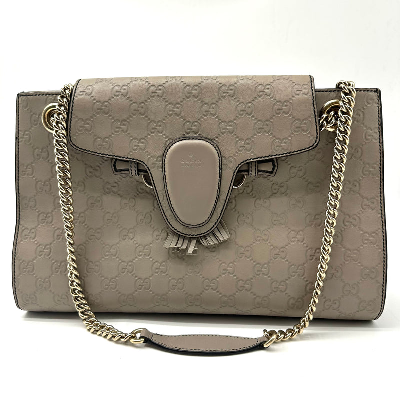 Gucci Emily Chain Flap Shoulder Bag Guccissima Leather Large