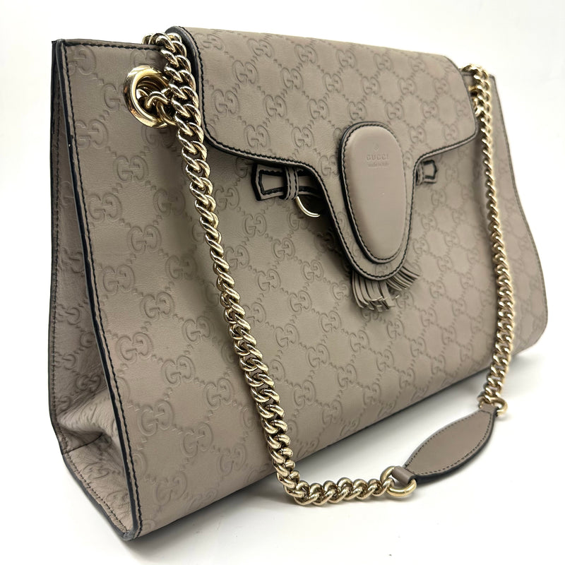 Gucci Emily Chain Flap Shoulder Bag Guccissima Leather Large