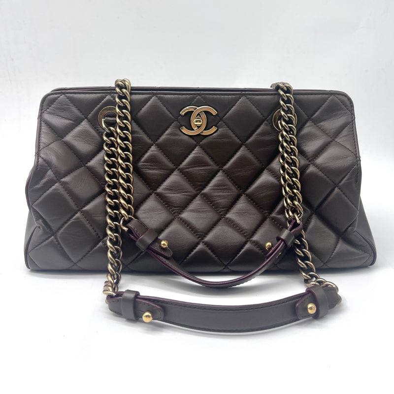 Chanel Metallic Bronze Quilted CC Crown Tote