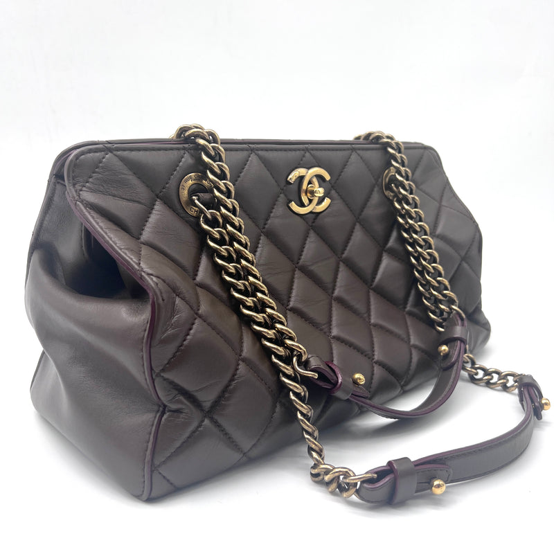 Chanel Metallic Bronze Quilted CC Crown Tote