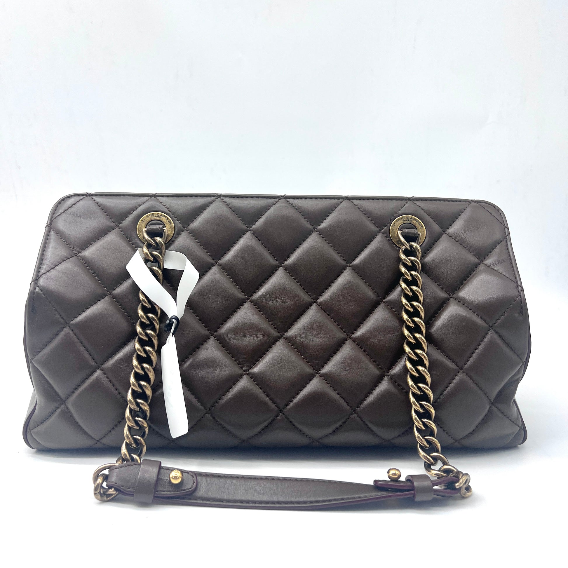 Chanel Metallic Bronze Quilted CC Crown Tote