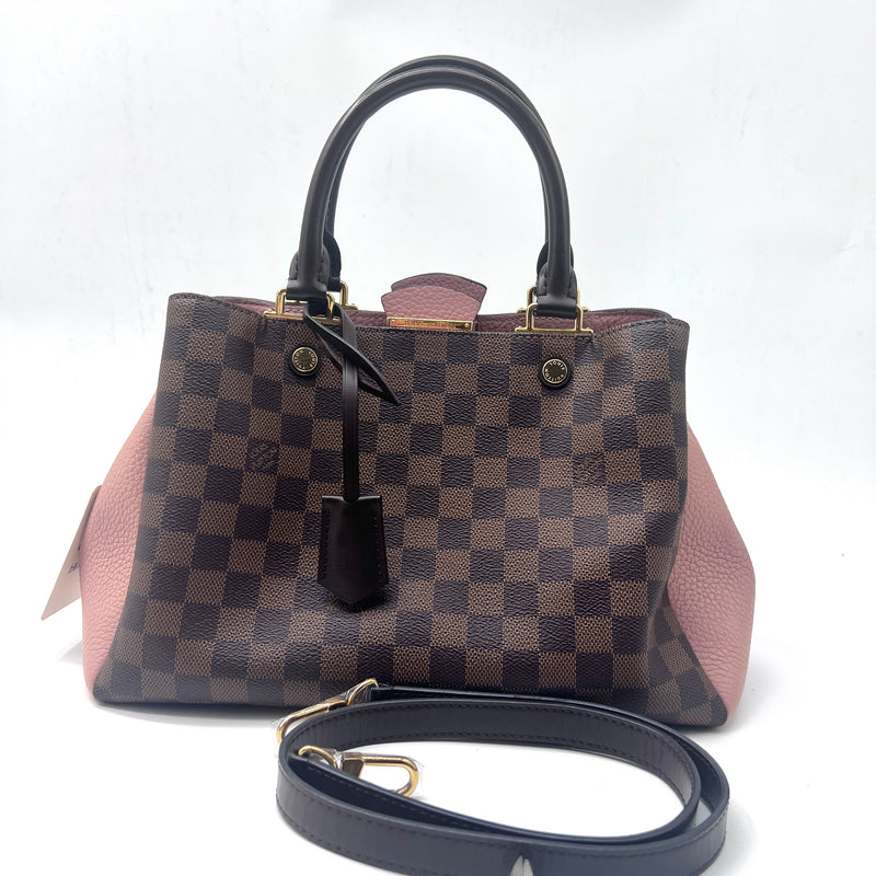 LOUIS VUITTON  Damier Ebene Cuir Taurillon Brittany Magnolia