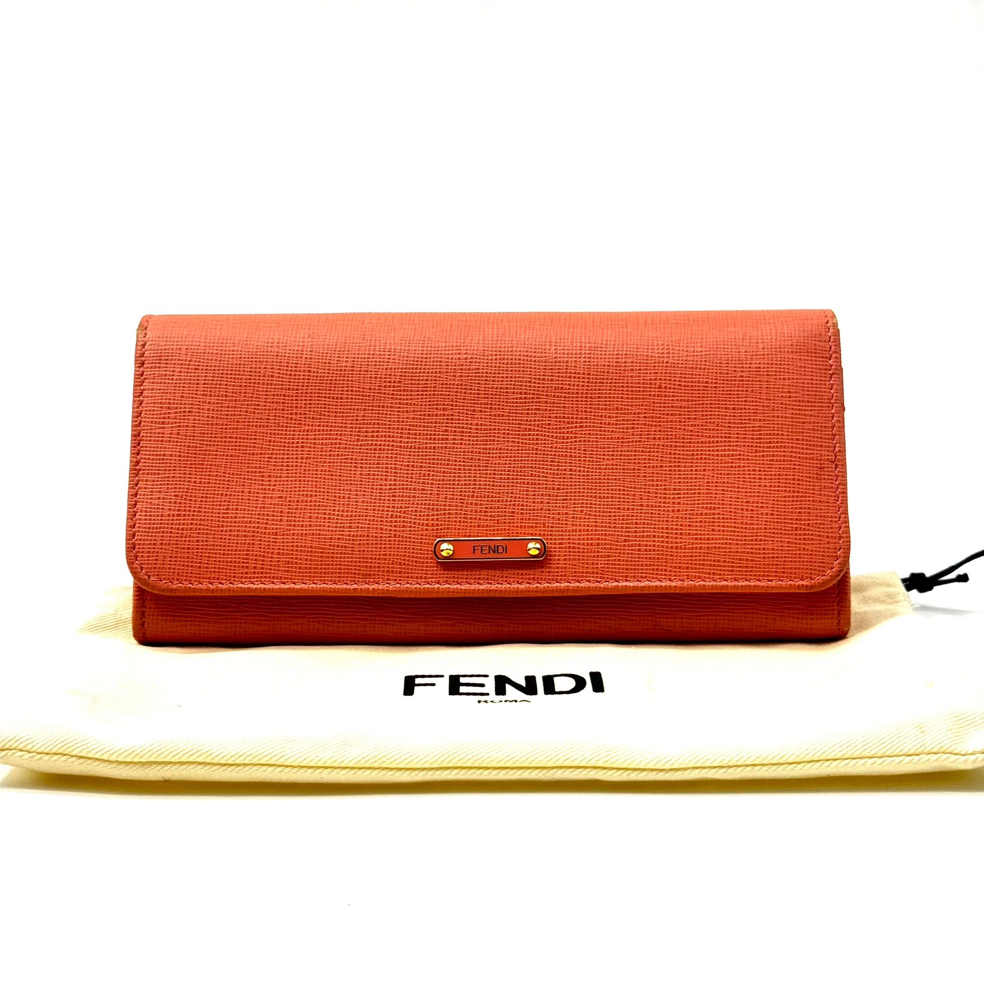 Fendi Pink Saffiano Continental Long Wallet