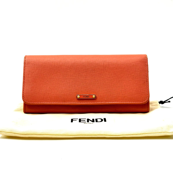 Fendi Pink Saffiano Continental Long Wallet