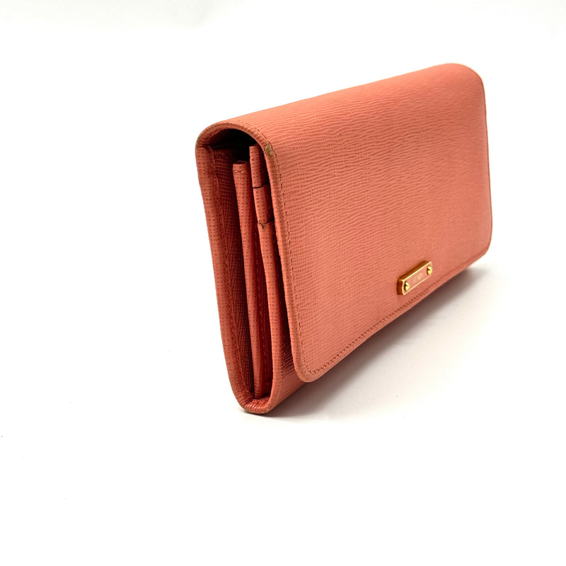 Fendi Pink Saffiano Continental Long Wallet