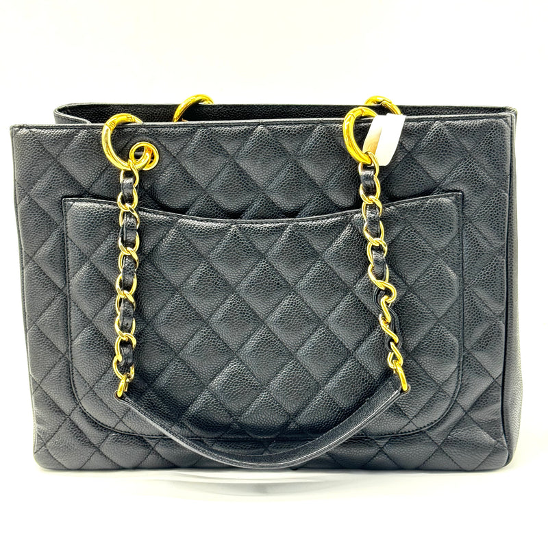 Grand Shopping Tote Quilted Caviar