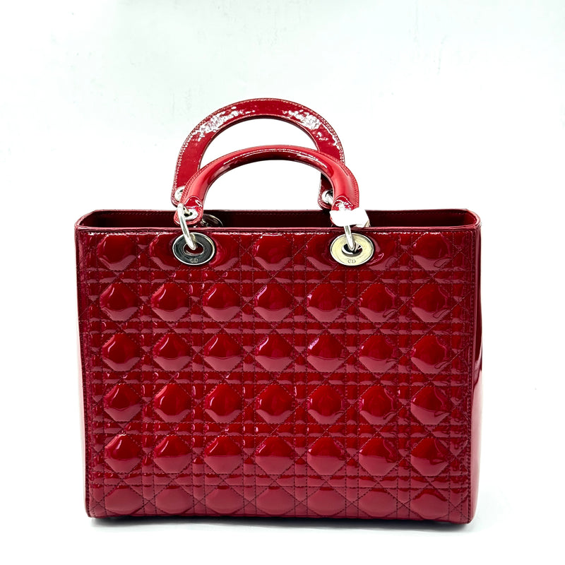 CHRISTIAN DIOR Patent Large Cannage Lady Dior Bag