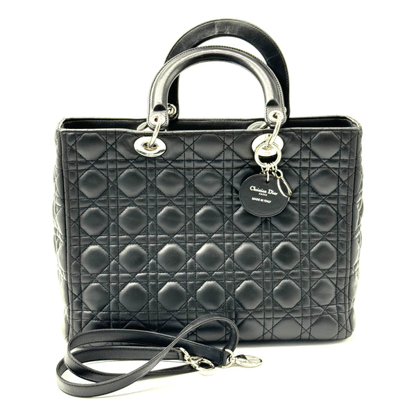 Lady Dior Handbag Cannage Quilt Lambskin Large