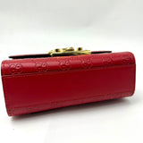 GUCCI  Guccissima Small Padlock Shoulder Bag Hibiscus Red