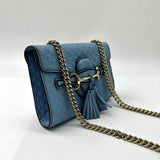 Gucci Light Blue Microguccissima Leather Mini Emily Chain Shoulder Bag