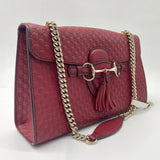 GUCCI Microgucci Shima Shoulder Bag Leather Red