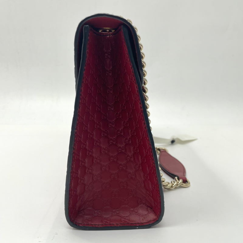 GUCCI Microgucci Shima Shoulder Bag Leather Red