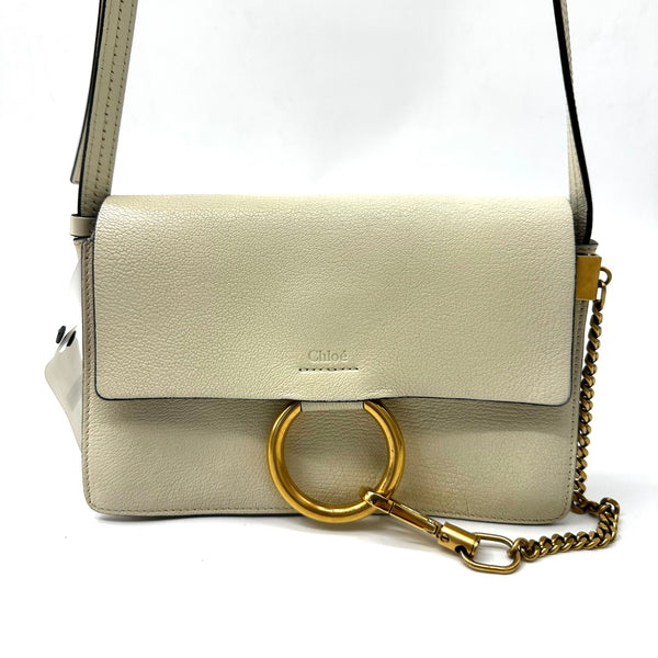 CHLOE  Goatskin Small Faye Shoulder Bag Off White