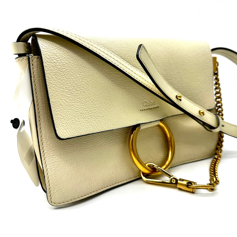 CHLOE  Goatskin Small Faye Shoulder Bag Off White