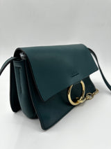 Chloe  Suede Calfskin Small Faye Shoulder Bag Majolica Blue