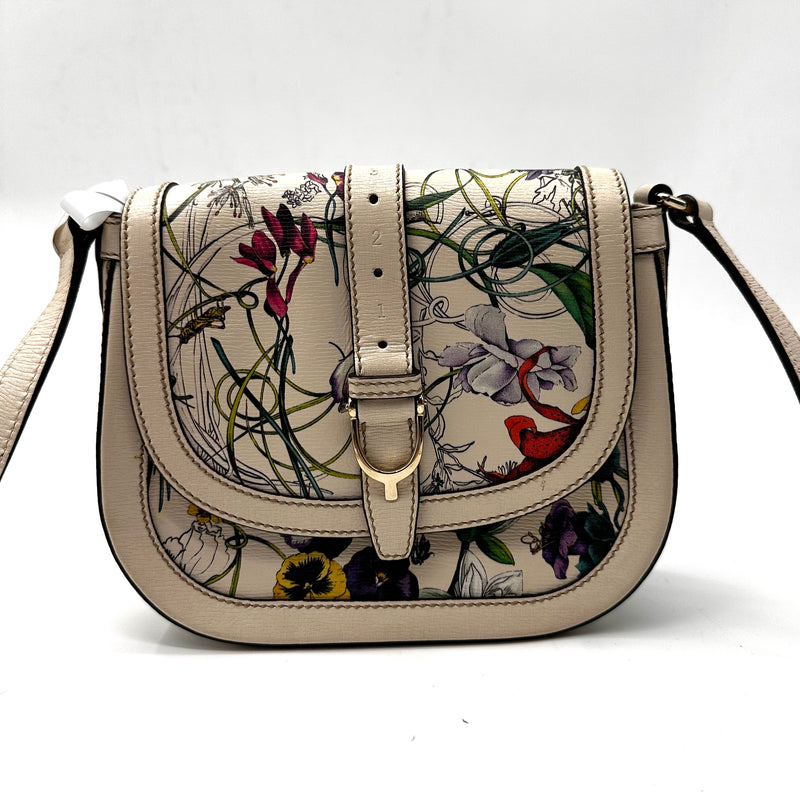 Gucci Nice Shoulder Bag Floral Printed Leather Small