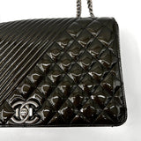 Coco Boy Flap Bag Quilted Aged Patent Leather Large