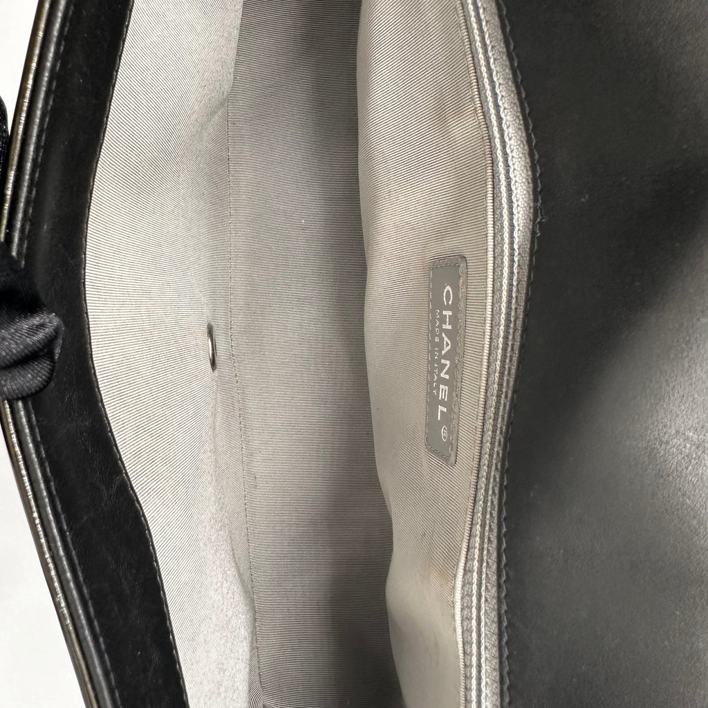 Coco Boy Flap Bag Quilted Aged Patent Leather Large