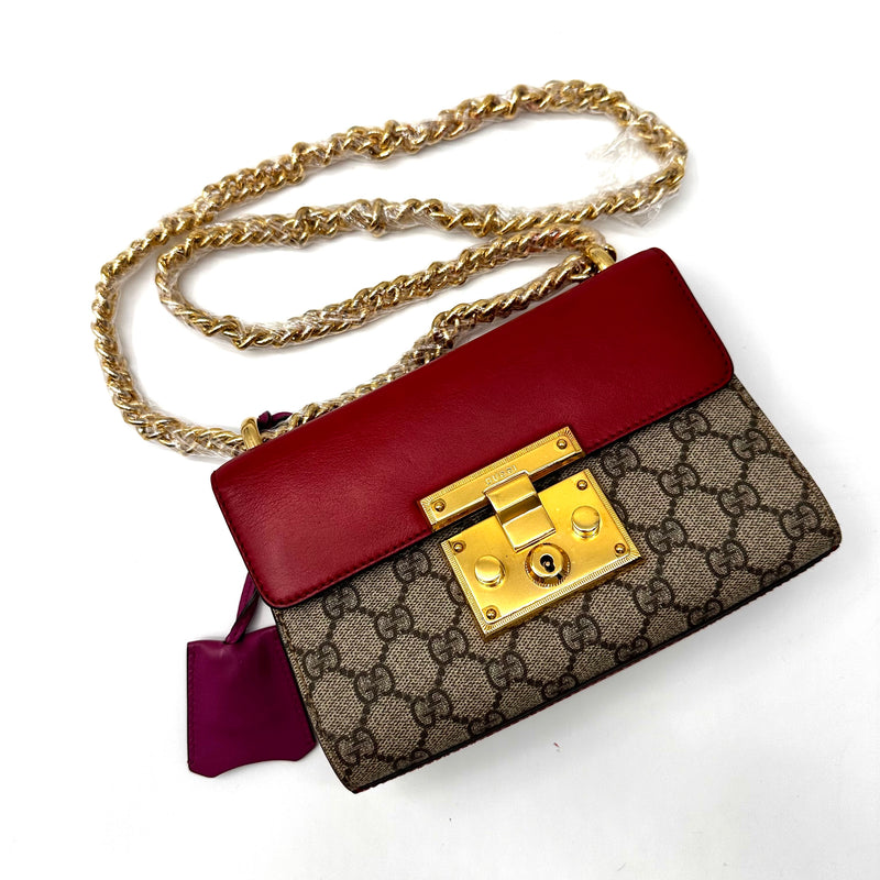 Gucci Padlock Shoulder Bag GG Coated Canvas and Leather Small