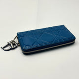 Cannage Pattern Patent Leather Continental Wallet