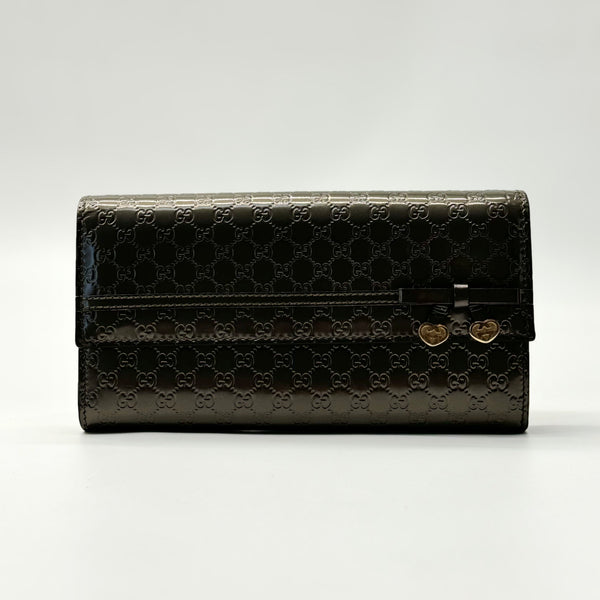 Gucci Bow Heart Continental Wallet Microguccissima Patent Long