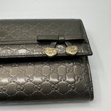 Gucci Bow Heart Continental Wallet Microguccissima Patent Long