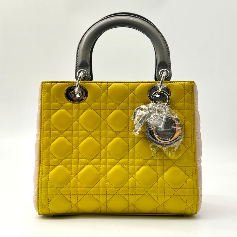 Christian Dior Tricolor Lady Dior Bag Cannage Quilt Lambskin Medium