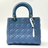 CHRISTIAN DIOR  Lambskin Cannage Medium Lady Dior Blue