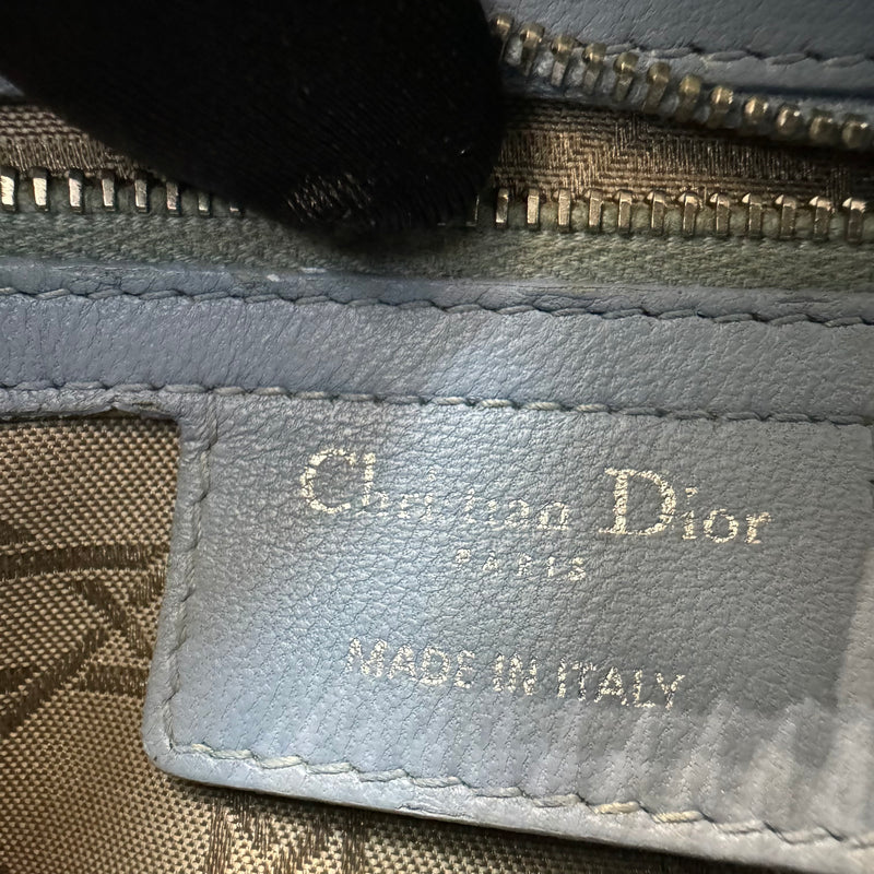 CHRISTIAN DIOR  Lambskin Cannage Medium Lady Dior Blue