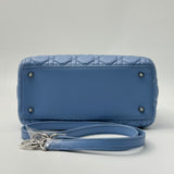 CHRISTIAN DIOR  Lambskin Cannage Medium Lady Dior Blue