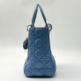 CHRISTIAN DIOR  Lambskin Cannage Medium Lady Dior Blue