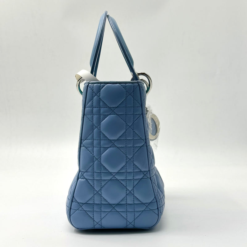 CHRISTIAN DIOR  Lambskin Cannage Medium Lady Dior Blue