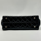 CHANEL  Patent Quilted Timeless CC Shopping Tote Black