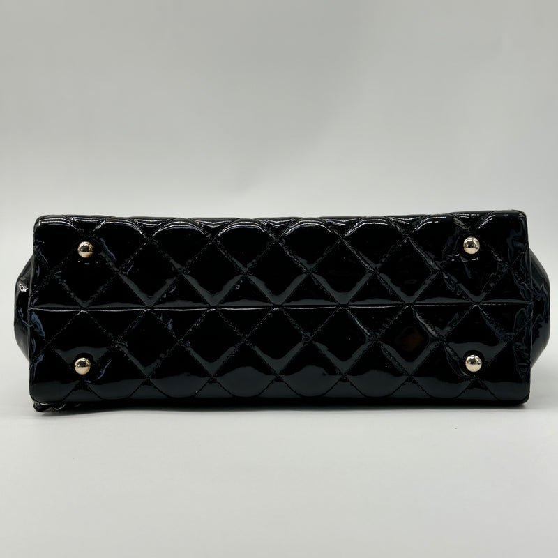 CHANEL  Patent Quilted Timeless CC Shopping Tote Black