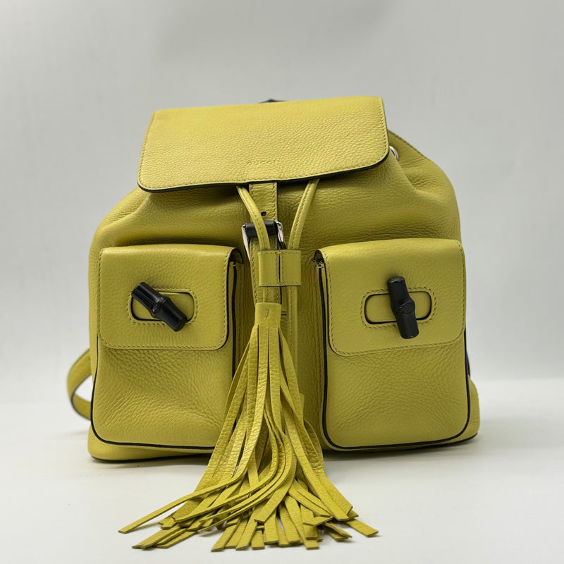 GUCCI Leather Bamboo Fringe Backpack