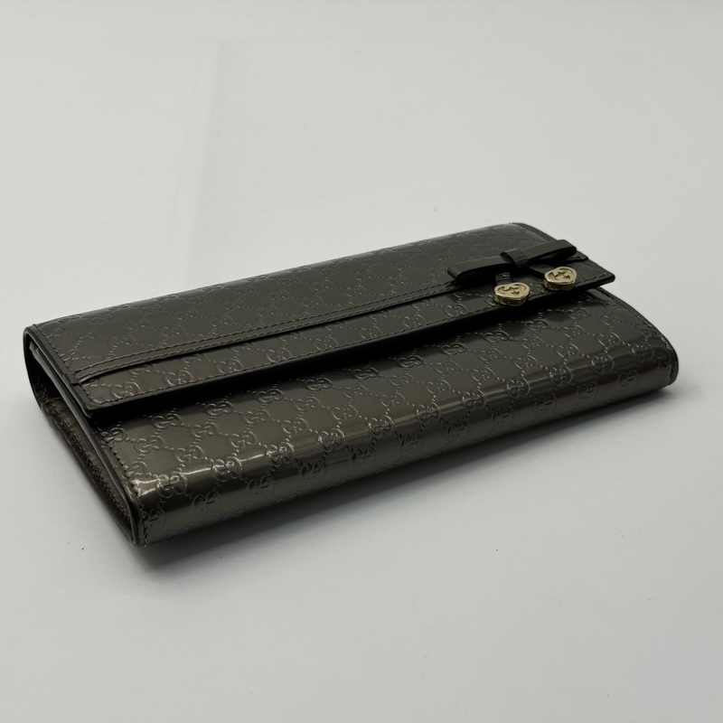 Gucci Bow Heart Continental Wallet Microguccissima Patent Long