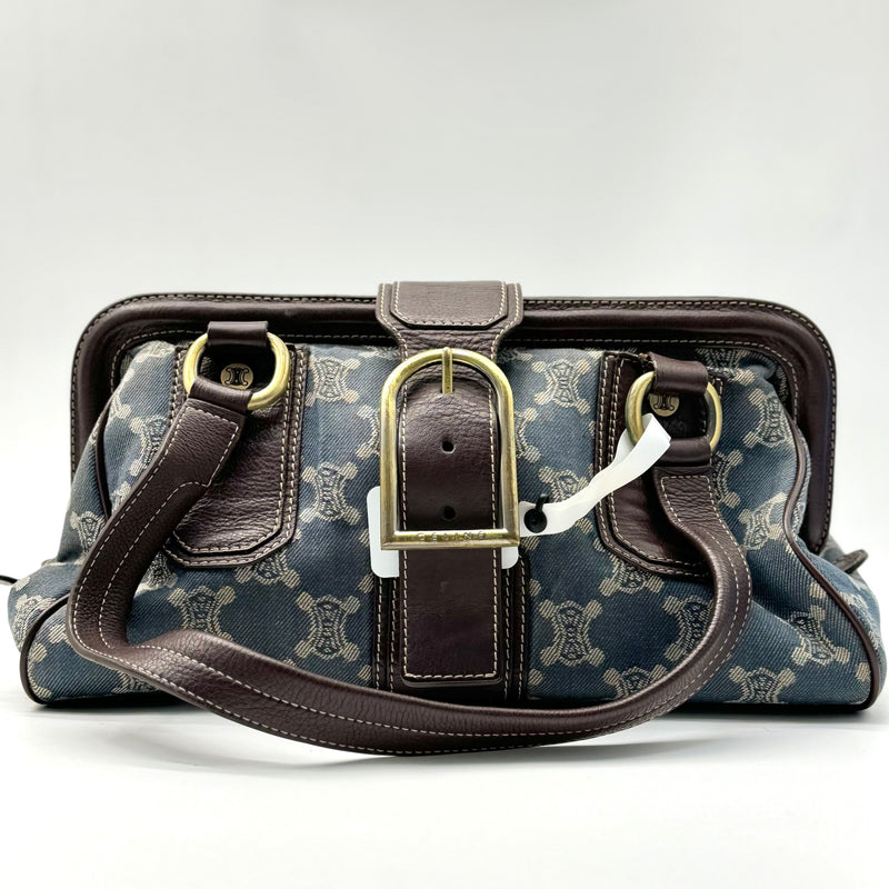 CELINE Denim Macadam Shoulder Bag