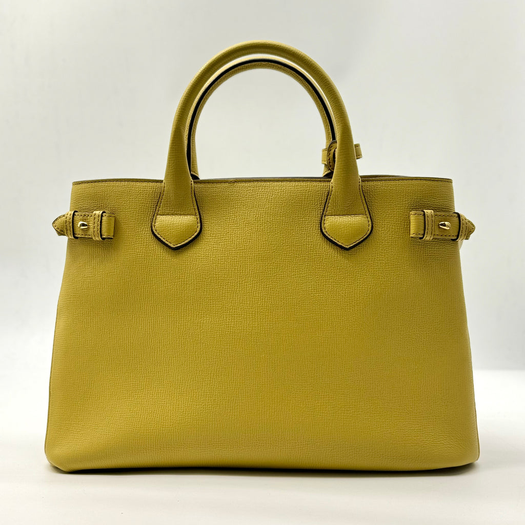 Burberry Banner Tote Leather and House Check Canvas Medium