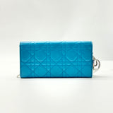 CHRISTIAN DIOR  Lambskin Cannage Lady Dior Rendezvous Wallet On Chain Turquoise