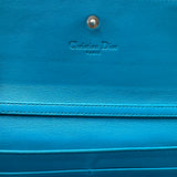 CHRISTIAN DIOR  Lambskin Cannage Lady Dior Rendezvous Wallet On Chain Turquoise