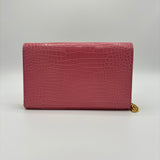 Classic Monogram Flap Chain Wallet Crocodile Embossed Leather