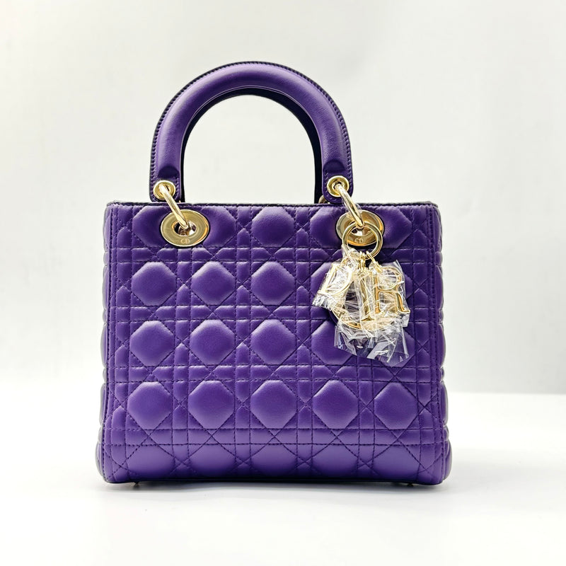 CHRISTIAN DIOR  Lambskin Cannage Large Lady Dior Purple