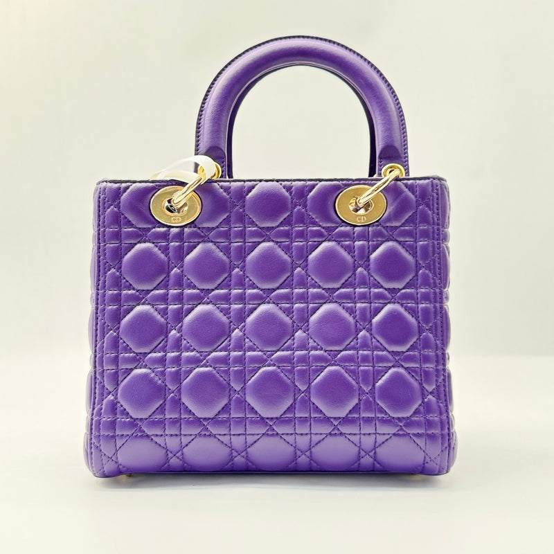 CHRISTIAN DIOR  Lambskin Cannage Large Lady Dior Purple