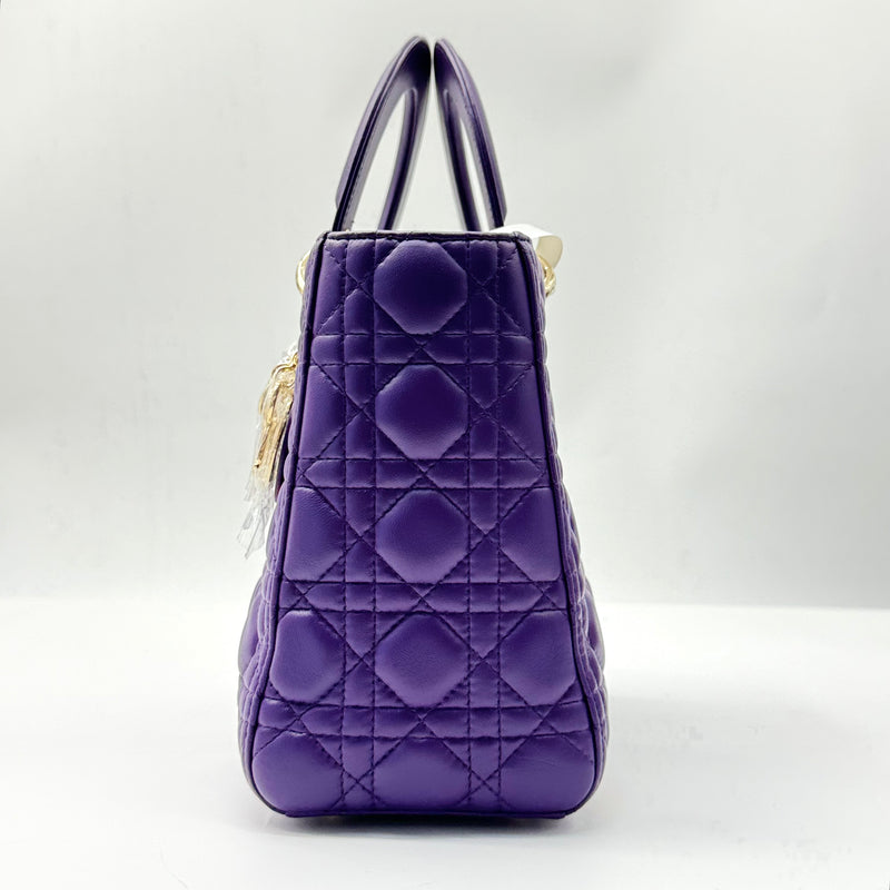 CHRISTIAN DIOR  Lambskin Cannage Large Lady Dior Purple