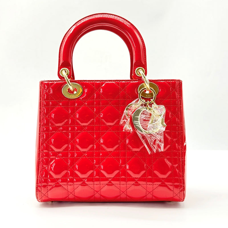 Christian Dior  Patent Cannage Large Lady Dior Red