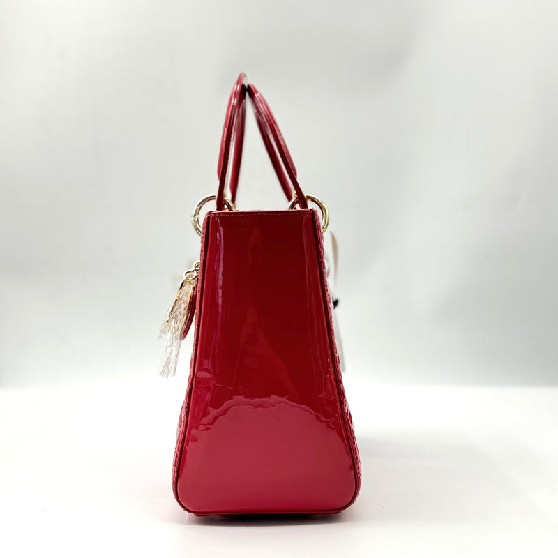 Christian Dior  Patent Cannage Large Lady Dior Red