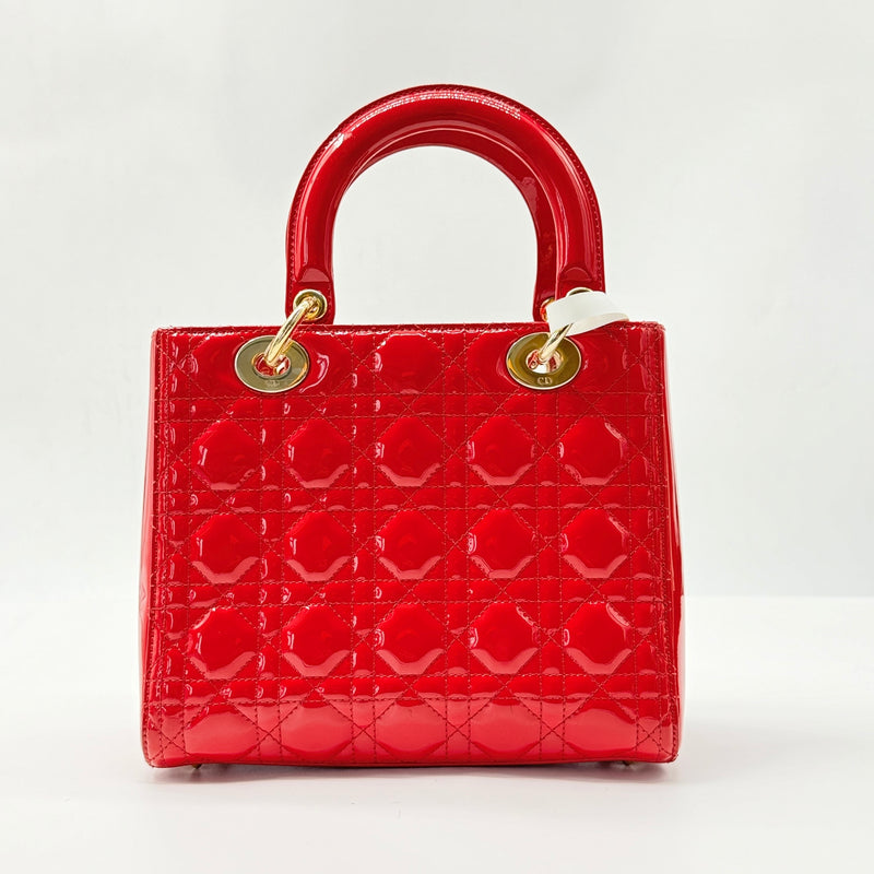 Christian Dior  Patent Cannage Large Lady Dior Red